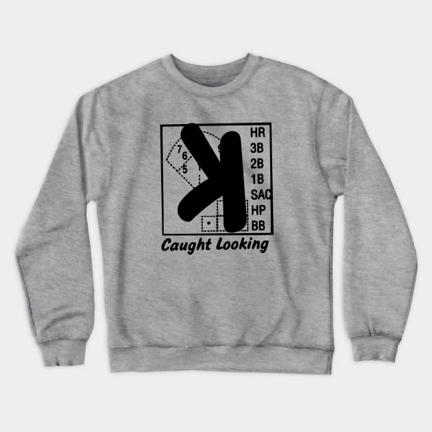 Caught Looking Baseball Backwards K funny baseball softball Strike 3 Bye Crewneck Sweatshirt by TeeCreations